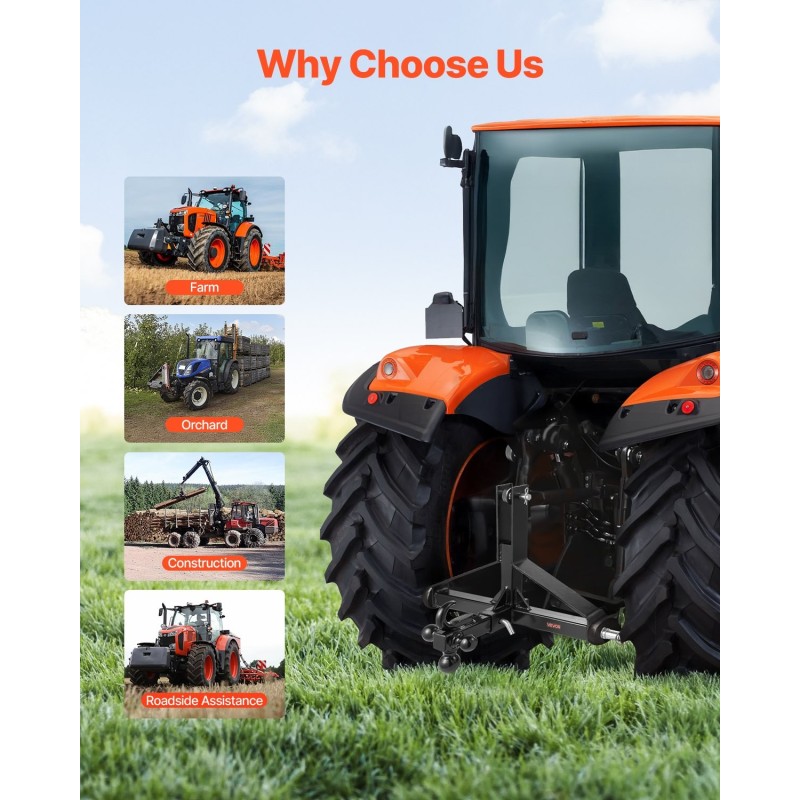 3-pisteen perävaunukytkin hiiliteräksinen yksireikäinen 2-tuumaiselle vetokuulalle musta