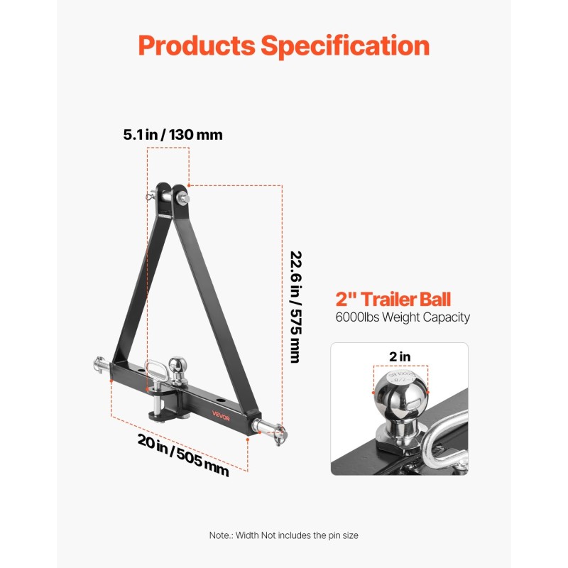 3-pisteen vetokoukkuvastaanotin hiiliteräs pintakäsitelty 2-tuumainen kantavuus 6000 paunaa