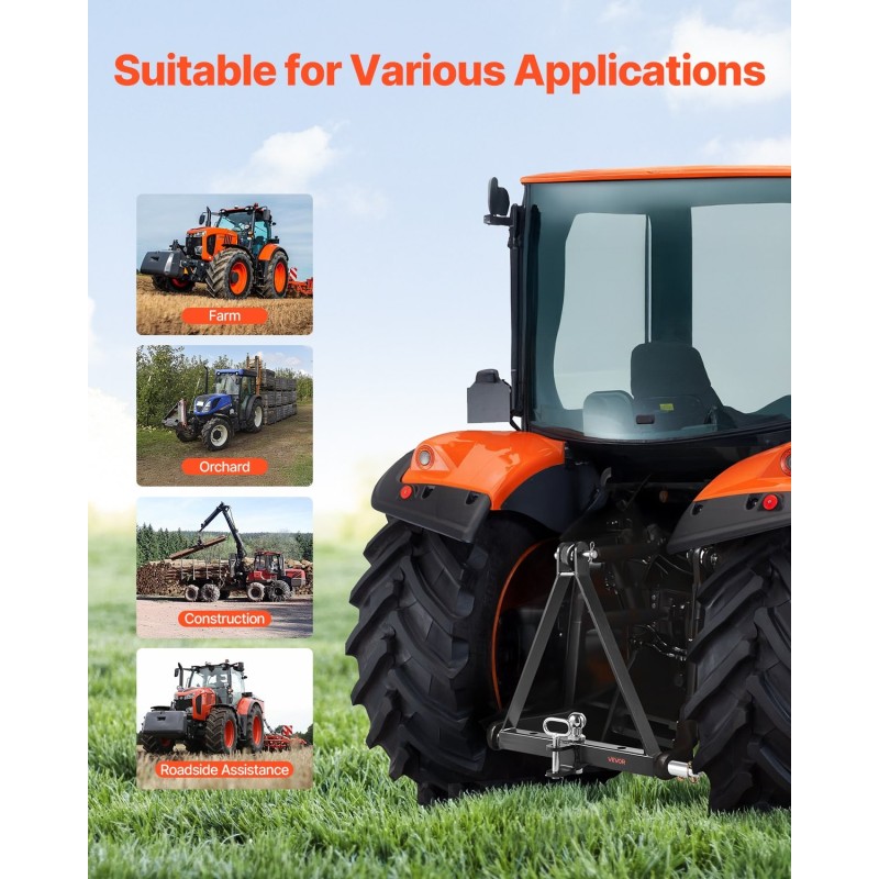 3-pisteen vetokoukkuvastaanotin hiiliteräs pintakäsitelty 2-tuumainen kantavuus 6000 paunaa