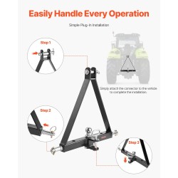 3-pisteen vetokoukkuvastaanotin hiiliteräs pintakäsitelty 2-tuumainen kantavuus 6000 paunaa