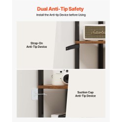 Kulmahylly 5 tasoa musta metallirunko ruskeat puuhyllyt LED-valonauhalla