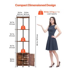 Kulmahylly 5-tasoinen kapea metallirunko MDF puuhyllyt 168 cm LED-valonauha