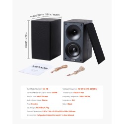 Kirjahyllykaiutinpari passiivinen 4 tuuman MDF-puurunko musta stereotoisto