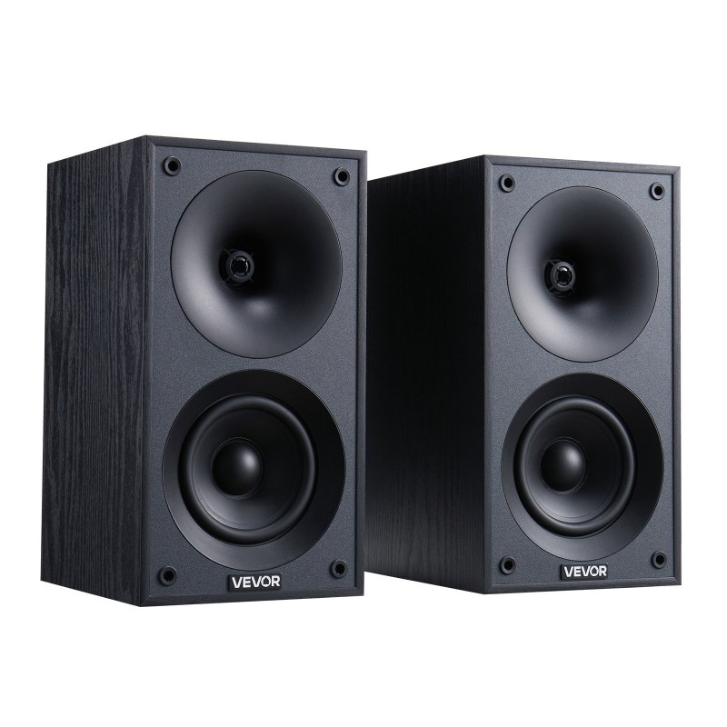 Kirjahyllykaiutinpari passiivinen 4 tuuman MDF-puurunko musta stereotoisto