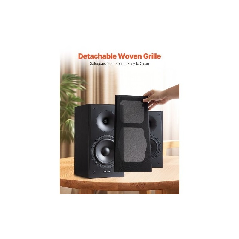 Passiivinen hyllykaiutinpari MDF-puukotelo kotikäyttöön stereo 100W musta