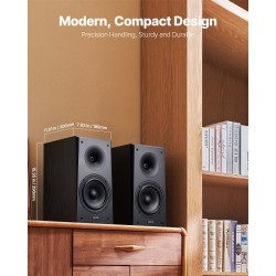 Passiivinen hyllykaiutinpari MDF-puukotelo kotikäyttöön stereo 100W musta