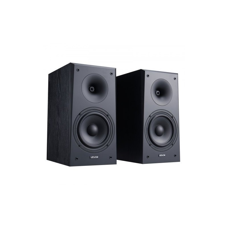 Passiivinen hyllykaiutinpari MDF-puukotelo kotikäyttöön stereo 100W musta