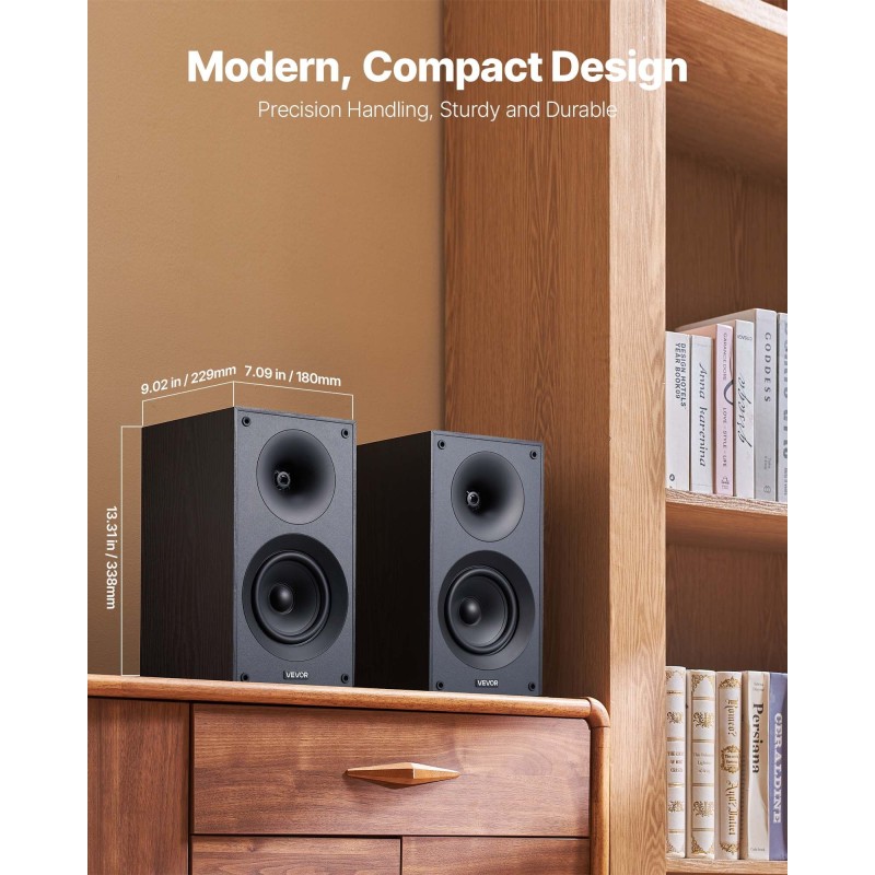 Hyllykaiuttimet 5,25-tuumaiset passiiviset MDF-kotelot paripakkaus 300W 8Ω