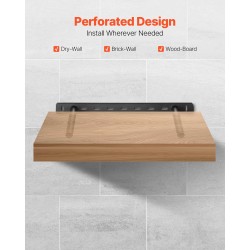 Teräksiset kelluvat hyllykiinnikkeet 16 tuumaa 2 kpl 68 kilogramman kantavuus