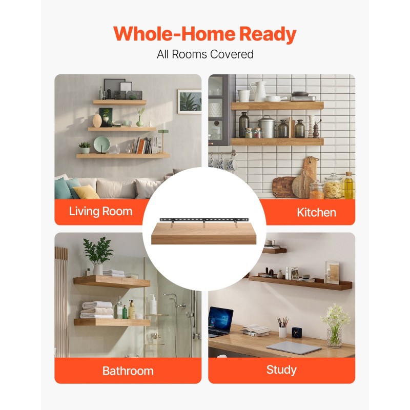 Teräs seinäkiinnike kelluvalle hyllylle 34 tuumaa 86 kg ruosteenestopinnoitteella