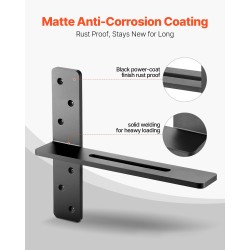 T-muotoiset teräs seinäkiinnikkeet kelluville hyllyille 90 kg 2 kpl ruosteenkestävä pinnoite