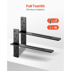 T-muotoiset teräksiset kelluvat hyllynkannattimet 18 tuuman tukilevy 2 kpl 90 kg kantavuus