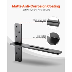 T-muotoiset kelluvat hyllynkannattimet teräs 406x73x305 mm 2 kpl kantavuus 90 kg