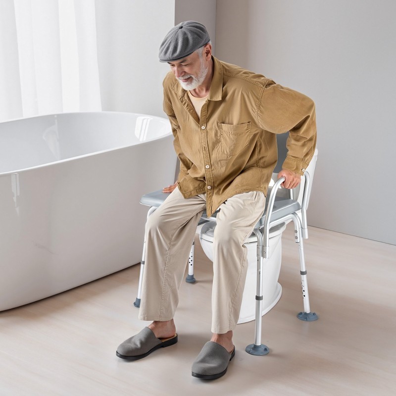 WC-tuoli teräsrunko 227 kg kantavuus säädettävä korkeus 5 litran ämpärillä