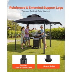 Metallinen grillipaviljonki 2–4 hengelle koko 243 x 150 cm