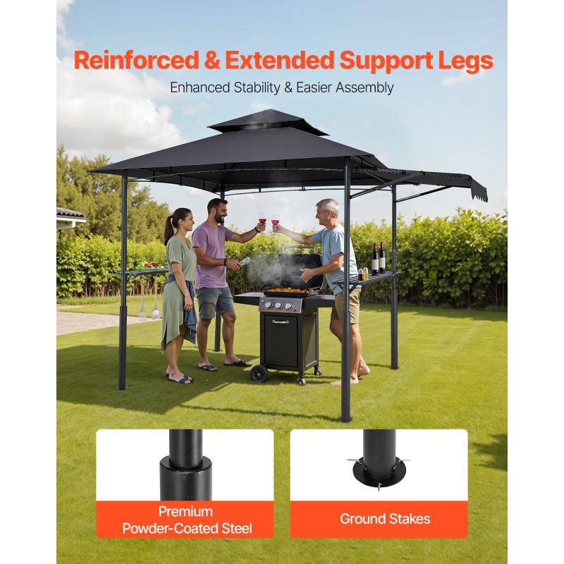 Metallinen grillipaviljonki 2–4 hengelle koko 243 x 150 cm