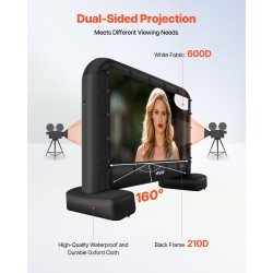 Puhallettava elokuvakangas 14 jalan 600D pestävä valkokangas ulkokäyttöön