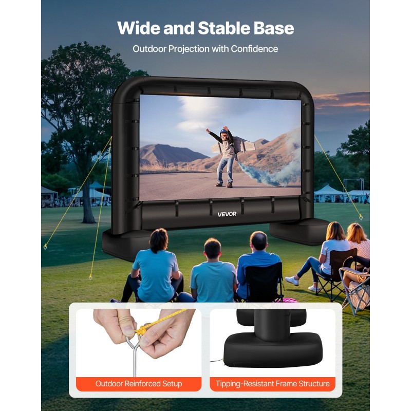 Puhallettava elokuvakangas 14 jalan 600D pestävä valkokangas ulkokäyttöön