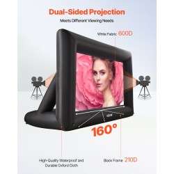 Puhallettava elokuvanäyttö 4,3 m 600D-valkokangas ulkokäyttöön ja sisäkäyttöön