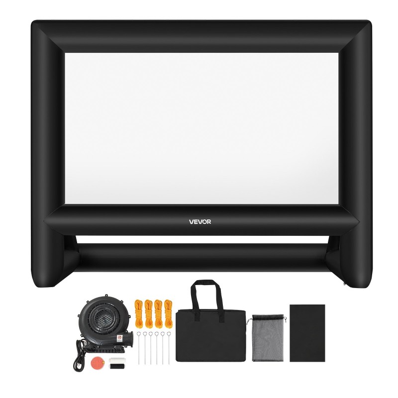 Ilmatäytteinen 600D-valkokangas 16:9 386 x 217 cm pestävä