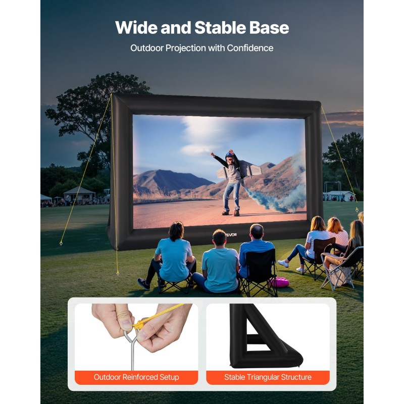 Ilmatäytteinen 20 jalan elokuvakangas valkoinen 600D musta 210D runko ulkokäyttöön ja sisäkäyttöön