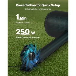 Puhallettava valkokangas 600D pestävä 288 x 155 cm ulkokäyttöön