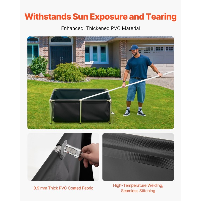 Kalastusallas 480 litraa PVC-pinnoitettu kangas ruostumaton teräsrunko 120x80x50 cm