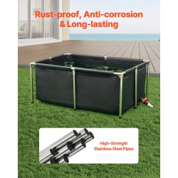 Kalastusallas 480 litraa PVC-pinnoitettu kangas ruostumaton teräsrunko 120x80x50 cm