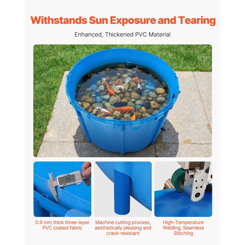 Maanpäällinen pyöreä kalalammikko PVC-pinnoitetusta kankaasta 1700 l