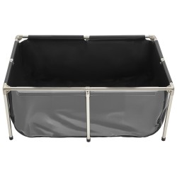 Maanpäällinen PVC-kaliallas 480 l ruostumattomalla teräsrungolla ja läpinäkyvällä paneelilla