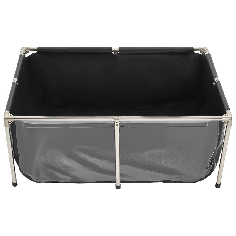 Maanpäällinen PVC-kaliallas 480 l ruostumattomalla teräsrungolla ja läpinäkyvällä paneelilla