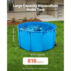 Pyöreä PVC-pinnoitettu kalasäiliö 3100 L 2000 mm halkaisija muovikehikko