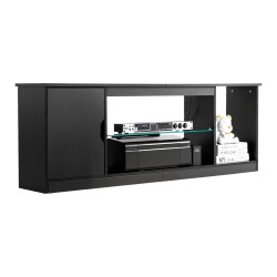 TV taso karkaistusta lasista P2 luokan lastulevy 65 tuumalle säädettävillä hyllyillä LED valonauhalla