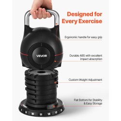 Säädettävä kahvakuula ABS-muovi ja painevalettu alumiini 2–20 kg