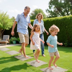 Puutarhan askelkivet muovihartsiset 4 kpl 39,5×39,5 cm beige