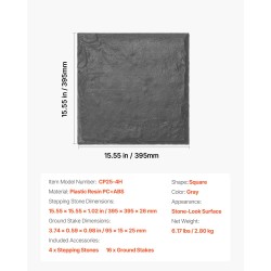 Puutarhan askelkivet PC ja ABS muovihartsi 4 kpl 395 x 395 mm