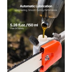 Bensiinikäyttöinen jatkovarsioksasaha 2-tahtinen moottori 14 tuuman laippa alumiininen jatkovarsi 2,2–2,94 m ulottuvuus