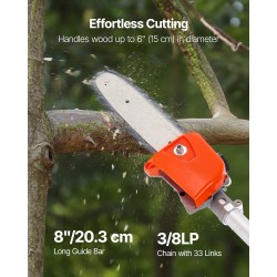 Bensiinikäyttöinen oksasaha kaksitahtinen 33 cm³ 20,3 cm laippa pituussäädettävä AL6063 alumiinivarsi