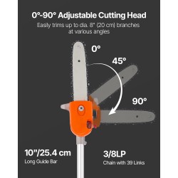 Oksasaha teleskooppivarrella 43 cc 2-tahtinen bensiinimoottori 25,4 cm laippa alumiinivarsi