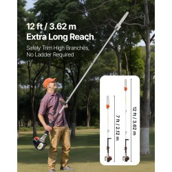 Bensiinikäyttöinen teleskooppinen oksasaha 25 cm3 30,5 cm laippa alumiiniseosvarsi