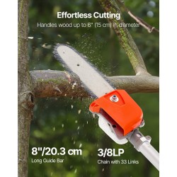 Bensiinikäyttöinen jatkovartinen oksasaha 25 cm3 2-tahtinen 20,3 cm laippa 2–2,74 m
