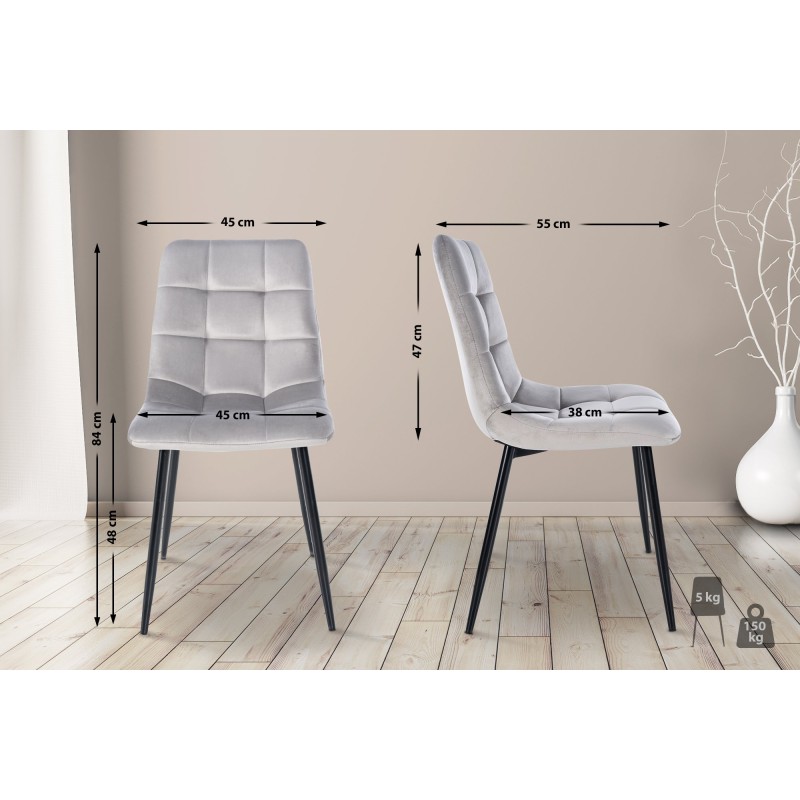 Tyylikäs samettinen ruokapöydän tuoli Antibes mukavalla selkänojalla