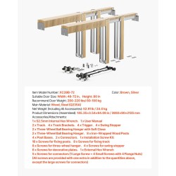 Liukuoven karmipaketti puu ja teräsrakenne säädettävä 1219–1829 mm kaksisuuntainen pehmeä sulkeutuminen makuuhuoneisiin