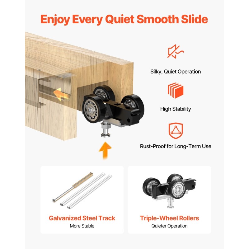 Upotettava liukuoven karmisarja 610–813 mm leveille ovilevyille galvanoitu teräs pehmeä sulkeutumismekanismi