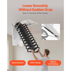 Alasvedettävä ullakkoportaikko teräs-alumiini-puurunko 2,9–3,1 m kattokorkeudelle 299 kg kantavuus