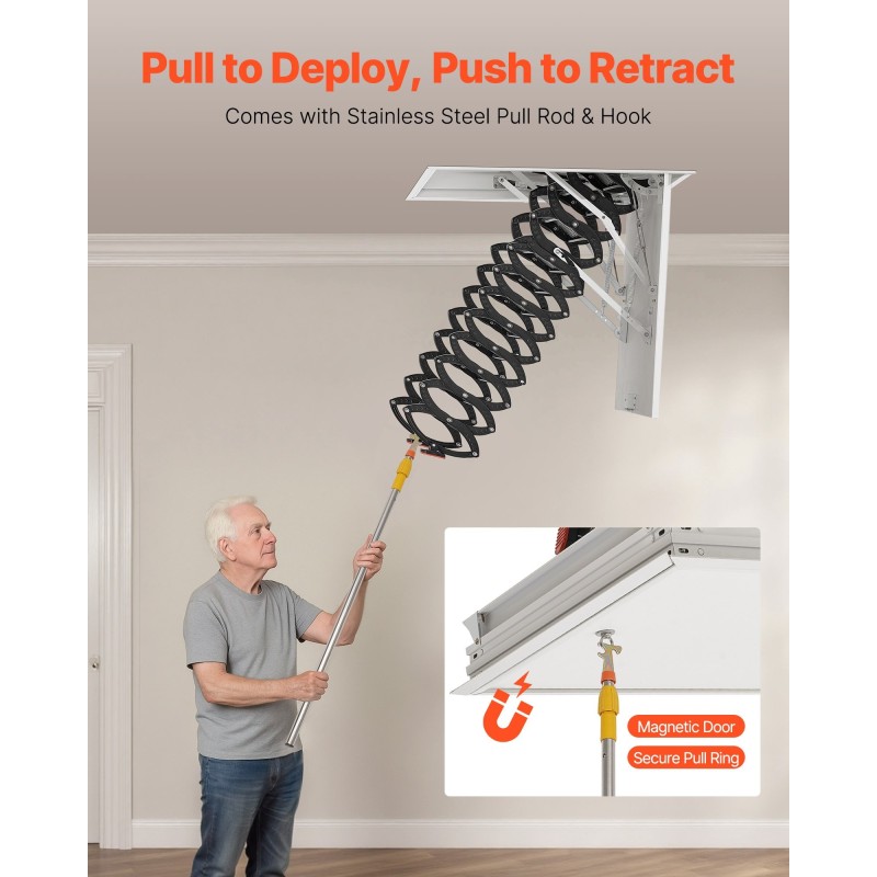 Alasvedettävät ullakkotikkaat teräs alumiini puu 3,2–3,35 m 299 kg kantavuus