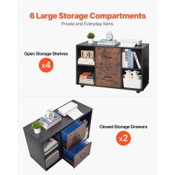 Arkistokaappi lastulevyinen melamiinipintainen musta 2 laatikkoa 4 lokeroa lukittavat pyörät