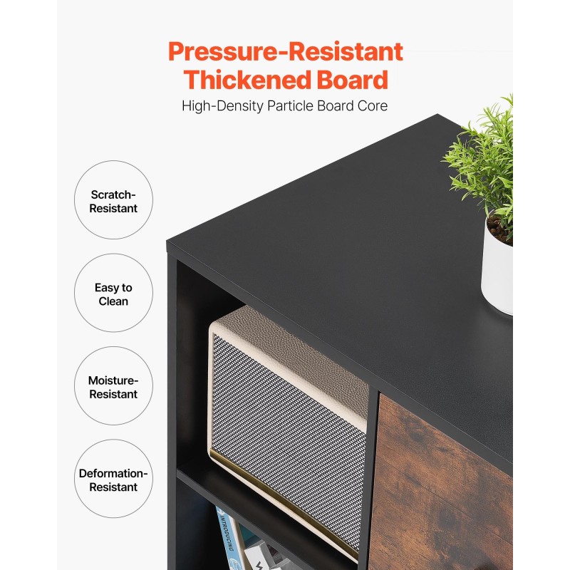 Arkistokaappi lastulevyinen melamiinipintainen musta 2 laatikkoa 4 lokeroa lukittavat pyörät