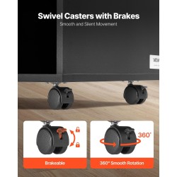 Arkistokaappi lastulevyinen melamiinipintainen musta 2 laatikkoa 4 lokeroa lukittavat pyörät