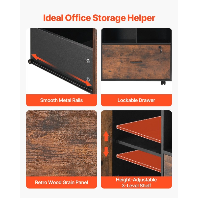 Arkistokaappi lastulevy melamiinipintainen avoimilla hyllyillä lukittava laatikko ja kaappi lukittavat pyörät